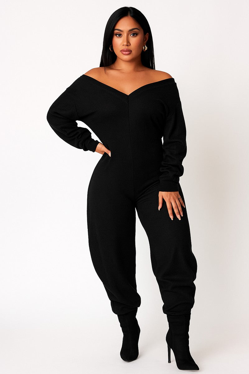 My Comfort Zone Lounge Jumpsuit- Black
