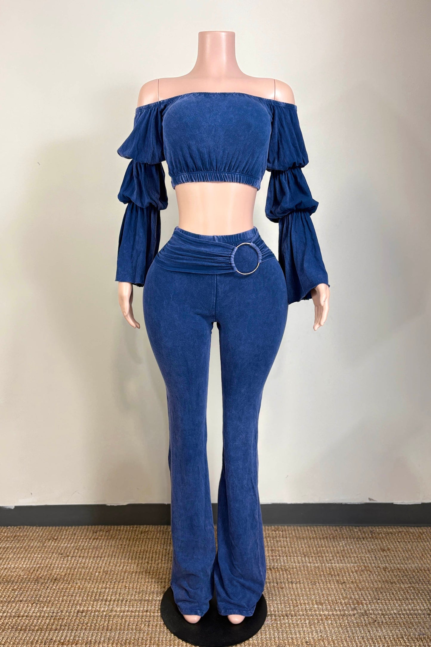 Velvet Pants Set- Blue