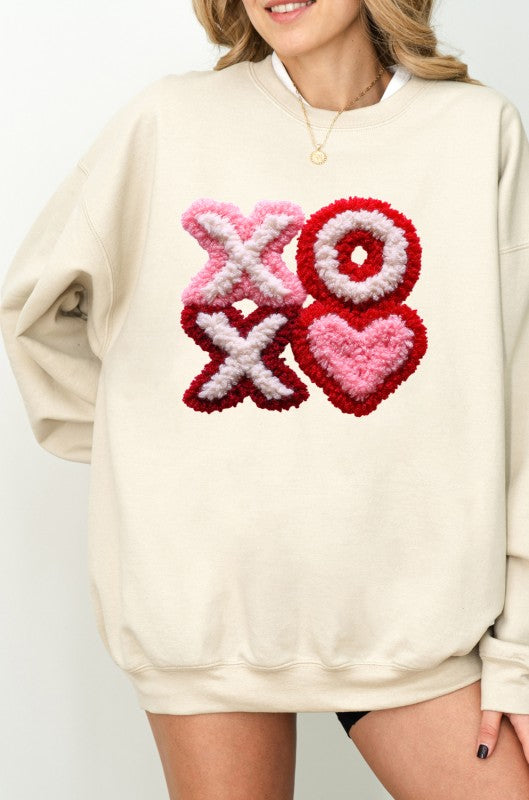 Plus Size Latchwork XOXO Graphic CrewNeck Sweatshirt- Multiple