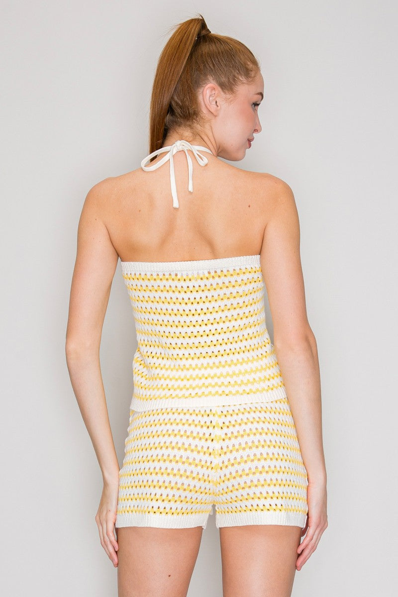 Take Me on a Resort Acrylic Shorts Set- Yellow