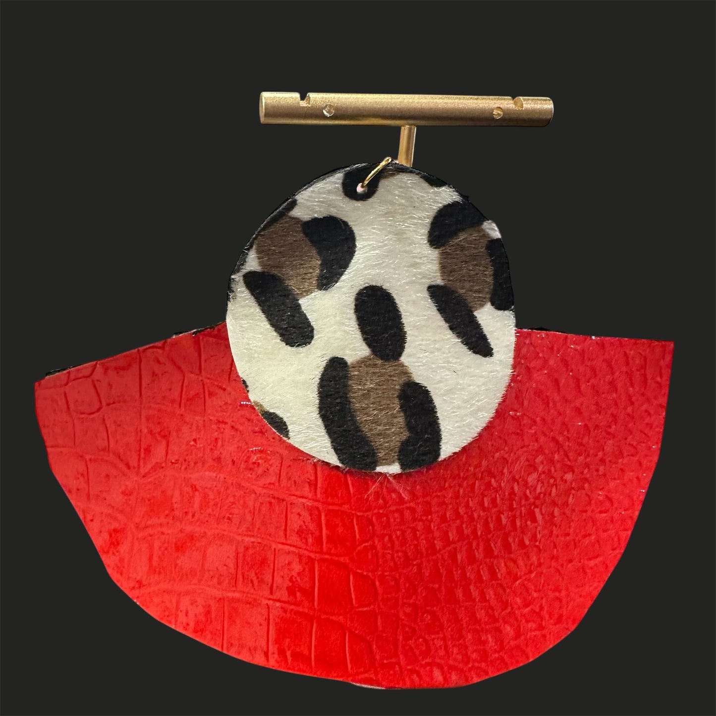 Oversized Statement Leopard And Red Ruffle Earrings (PRE-ORDER)