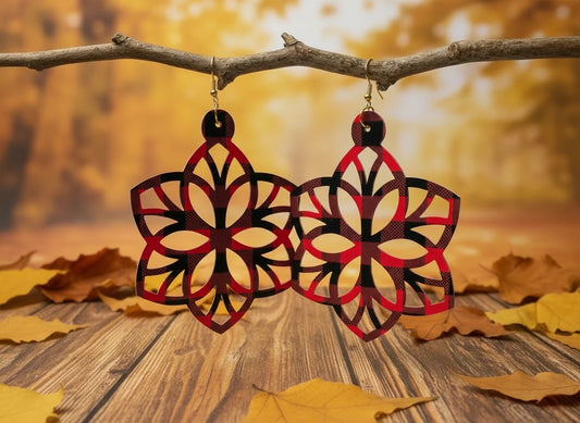 Red Buffalo Floral Plaid Oversized Statement Earrings (PRE-ORDER)