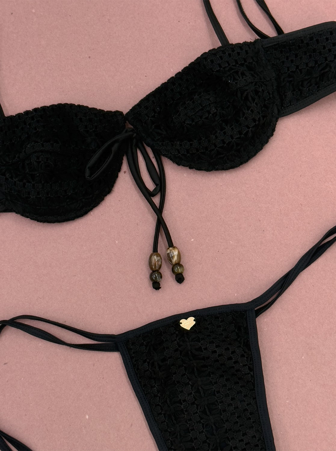 Dolce Vita Bikini Bottom -Noir Crochet