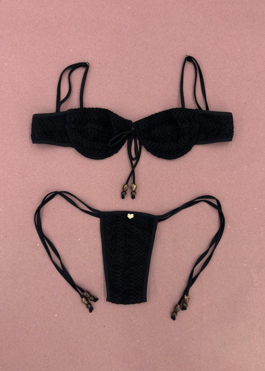 Dolce Vita Underwire Bikini Top -Noir Crochet