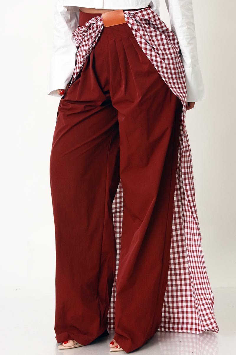 Growing on Me Pants with Drape- Red