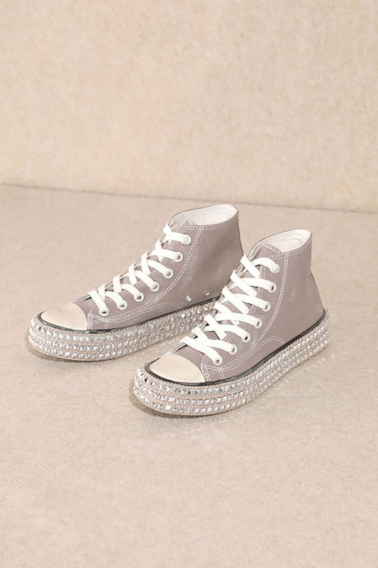 D-CHANTEL-HIGH TOP, STUDS, SNEAKERS- 2 COLORS