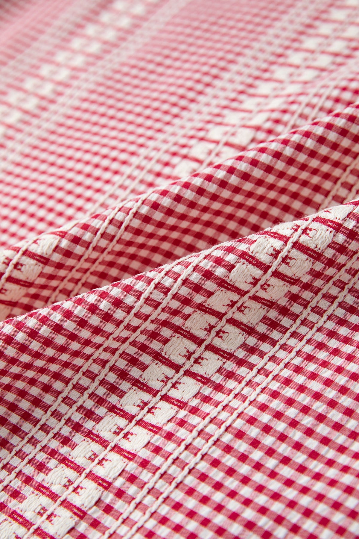 Blusa Xadrez Gingham com Manga Bufante e Bordado de Pônei Ocidental