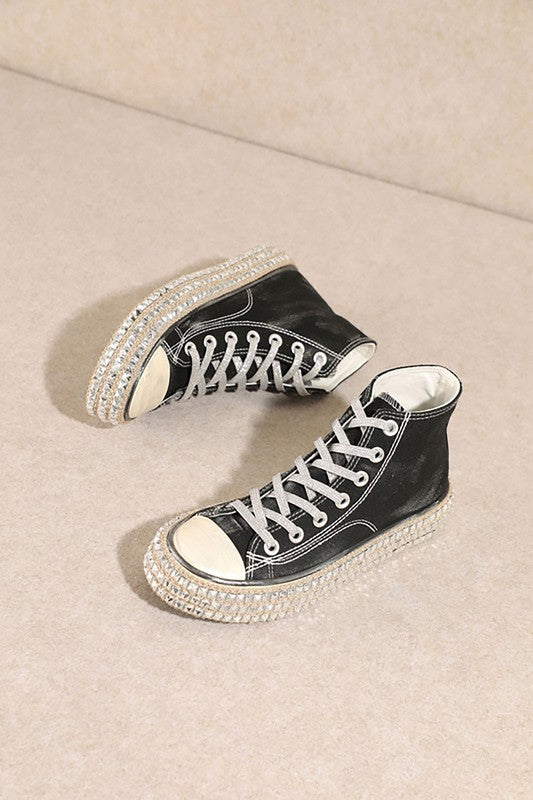 D-CHANTEL-HIGH TOP, STUDS, SNEAKERS- 2 COLORS