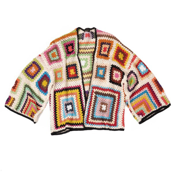 Granny Multi Square Crochet Short Jacket