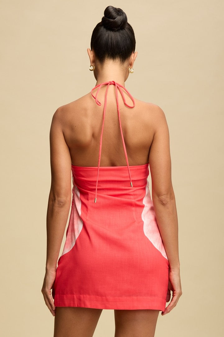 Flower Petal Mini Dress- Red