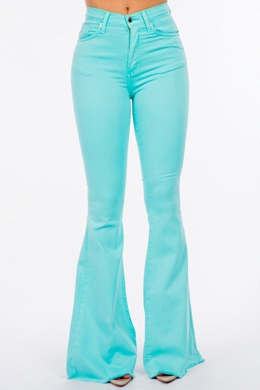 Bell Bottom Jean in Turquoise Inseam 32