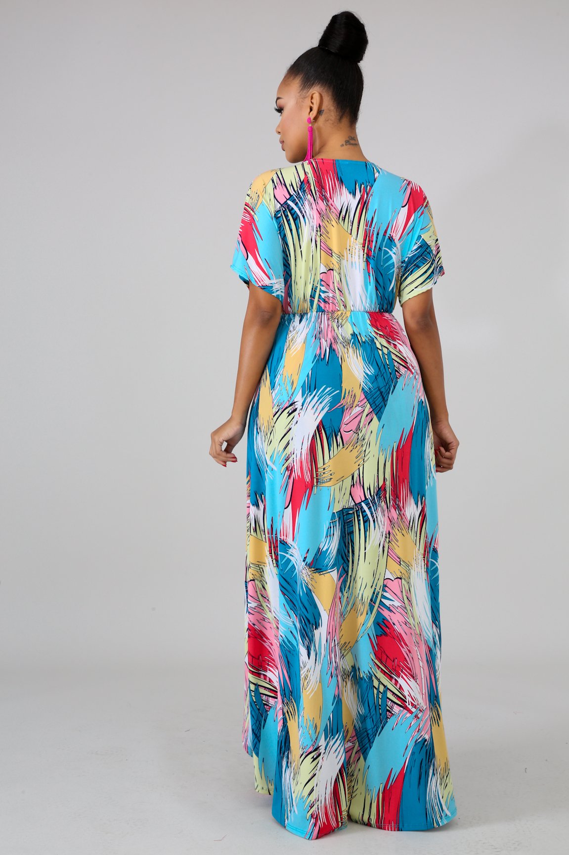 color streaked maxi pants & top vacation set