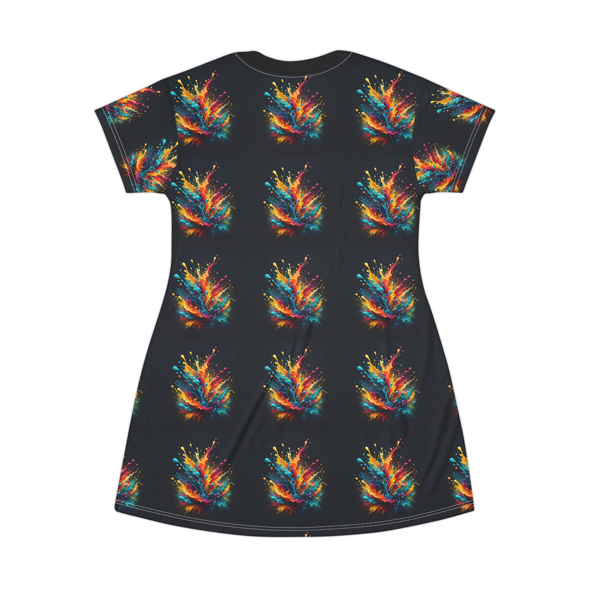 Vestido Camiseta Explosão de Cores (Estampa Total)