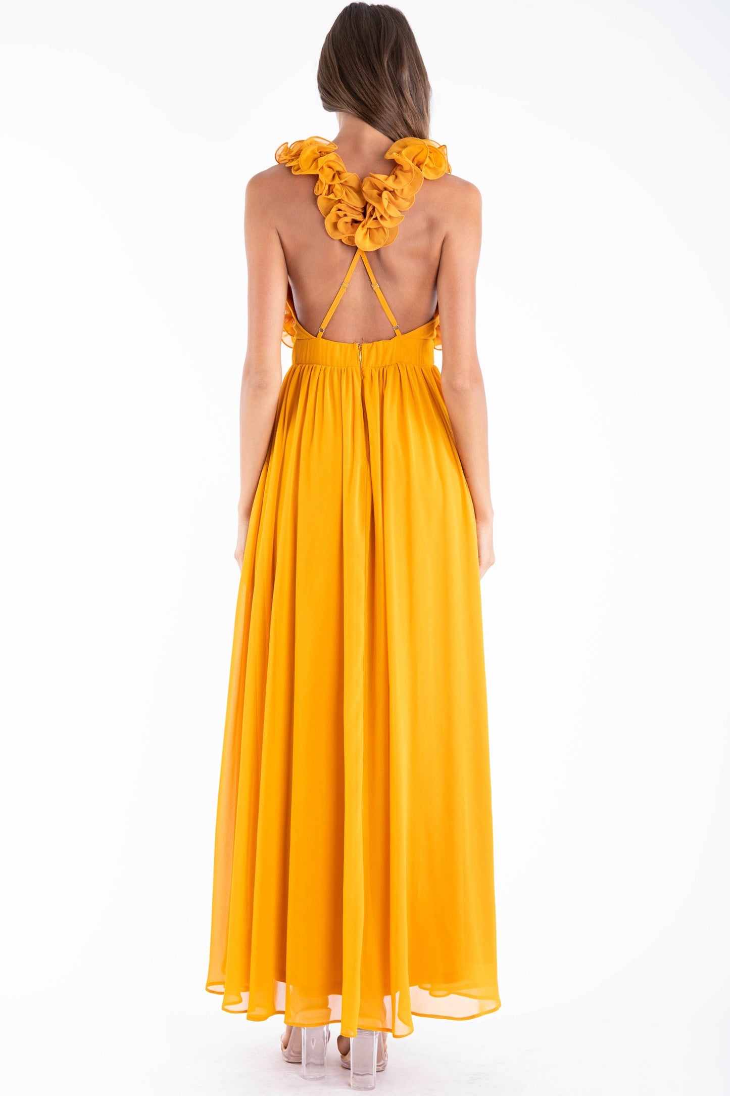 Mustard Ruffled Maxi Dress