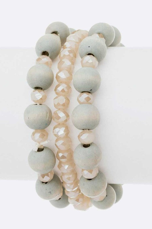 Mix Bead Stretch Bracelets Set-6 Colors