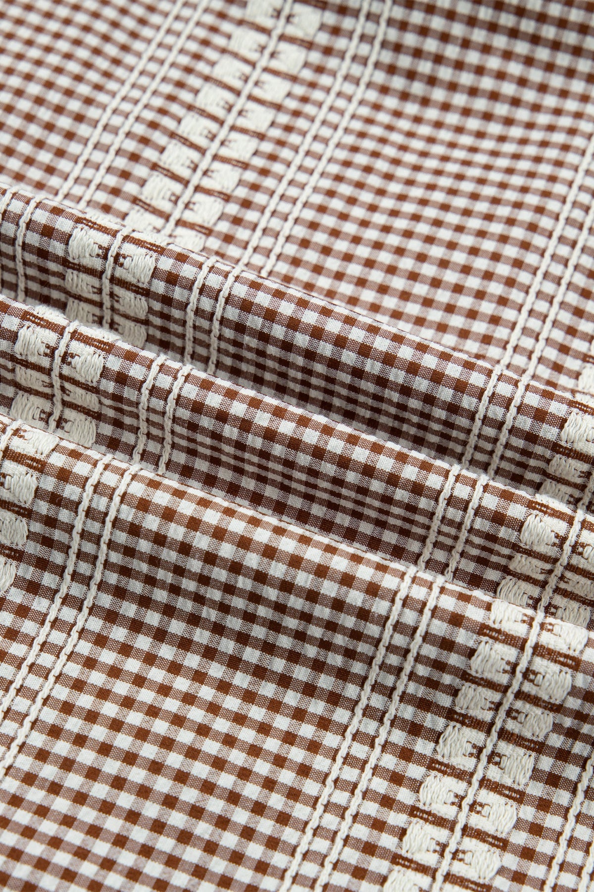 Blusa Xadrez Gingham com Manga Bufante e Bordado de Pônei Ocidental