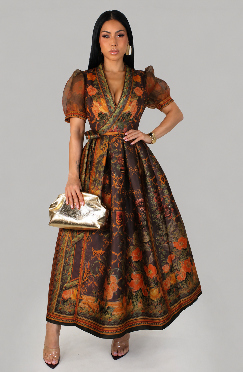 Autumn Relic Maxi Dress- Rust/Multi M