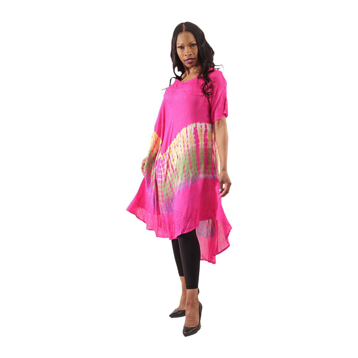 Vestido Curto Tie-Dye Manga Curta - 2 Cores