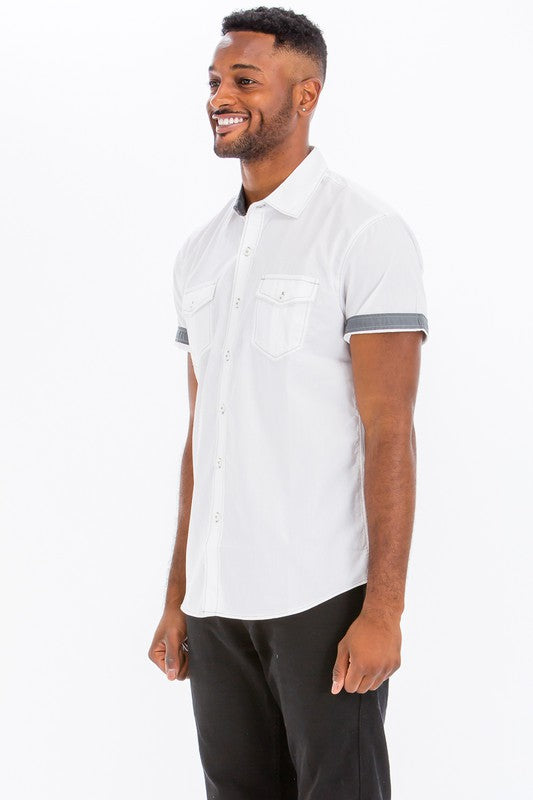 Men's Casual Short Sleeve Solid Shirts