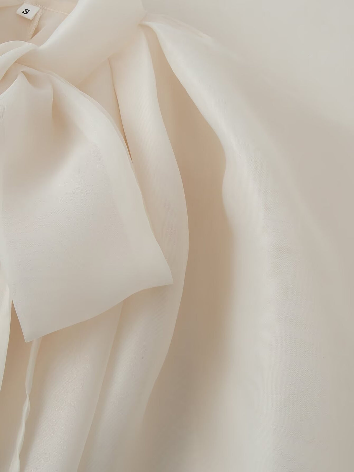 Organza Oversized Bow Blouse Top- Ivory