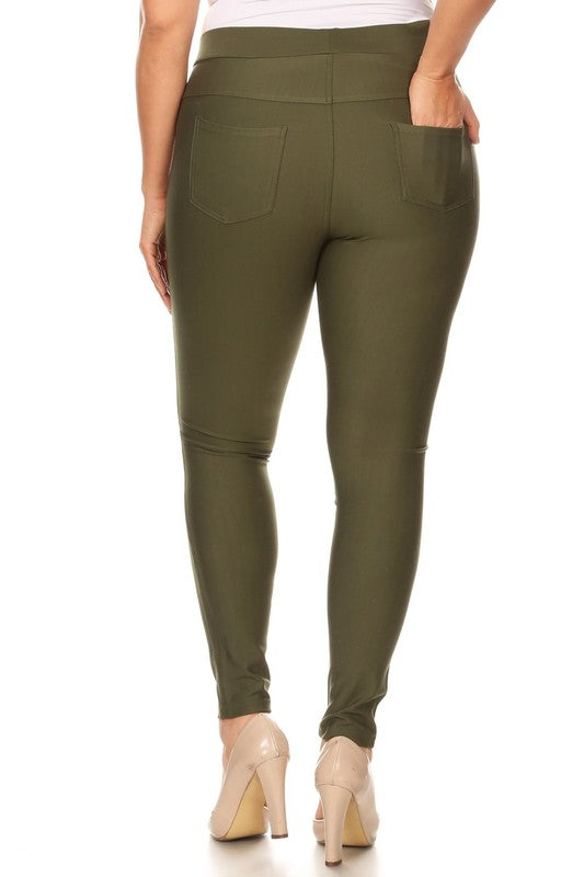 Lady's Plus Size Ponte Pants-4 Colors