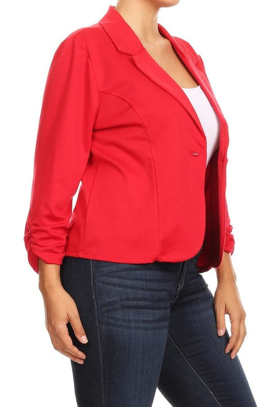 Plus Size Solid Blazer-14 Colors