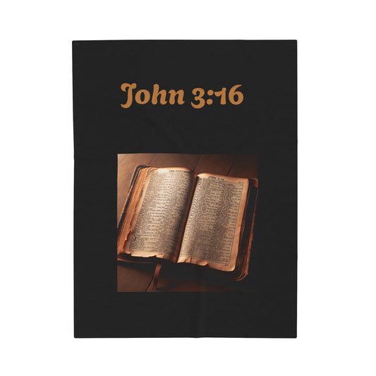 Religious Velveteen Plush Blanket with John 3:16 Bible Verse, Christian Throw, Inspirational Blanket, Cozy Bedding, Religious Home Decor