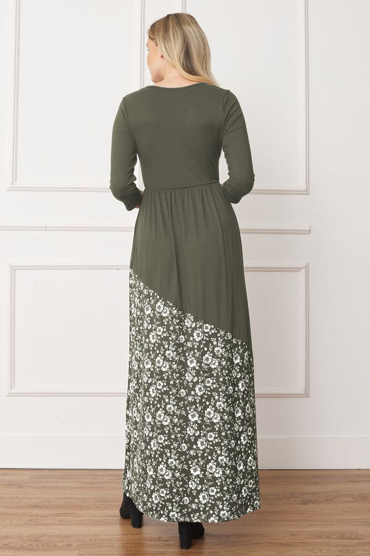 Asymmetrical Leopard Accent Maxi Dress (4 Colors)