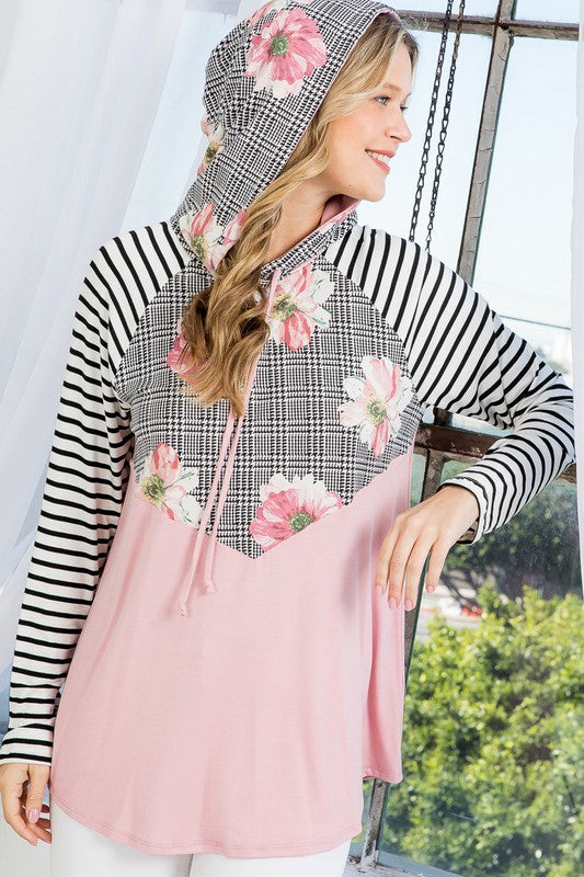 FLORAL STRIPE MIXED SWEATSHIRTS