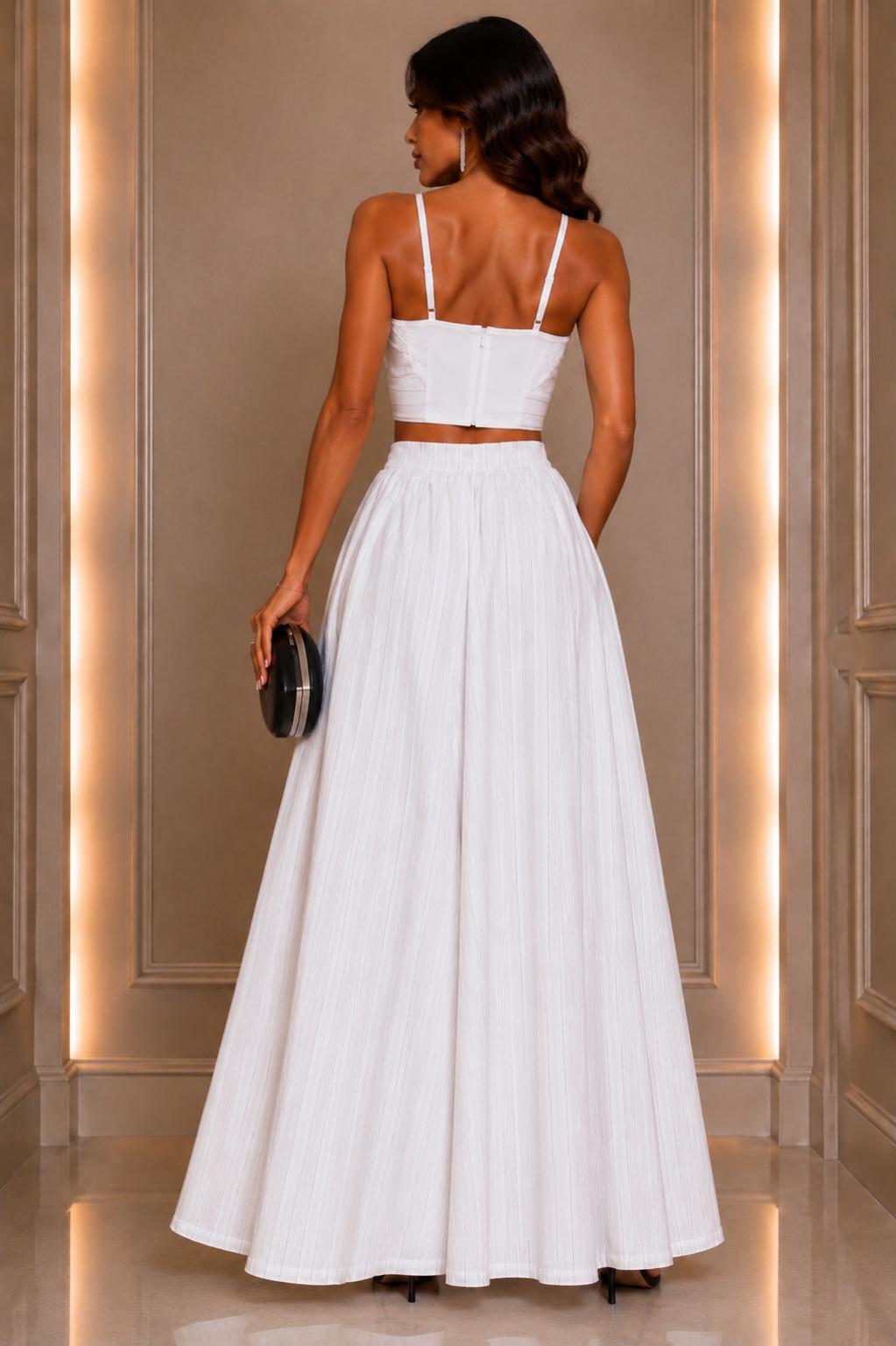 Madison Line Skirt Set- White