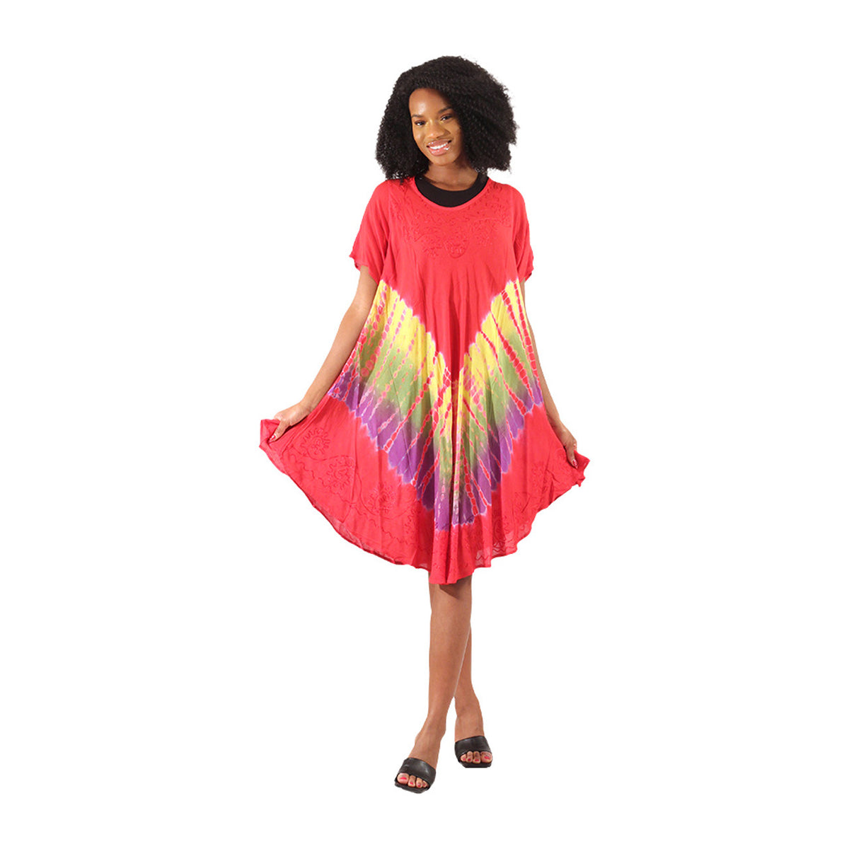 Vestido Curto Tie-Dye Manga Curta - 2 Cores