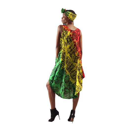 Rasta Print Umbrella Dress