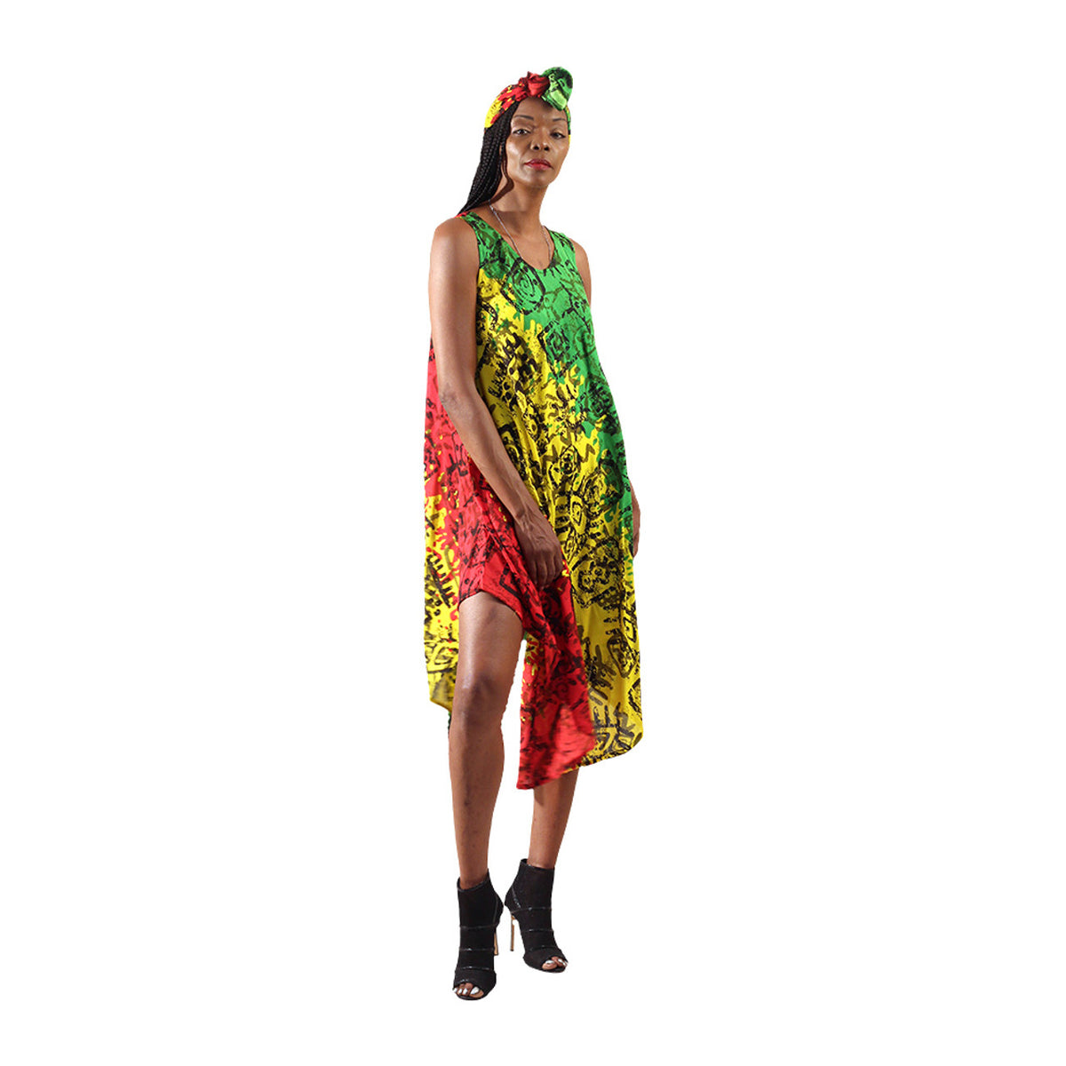 Rasta Print Umbrella Dress Set of 4