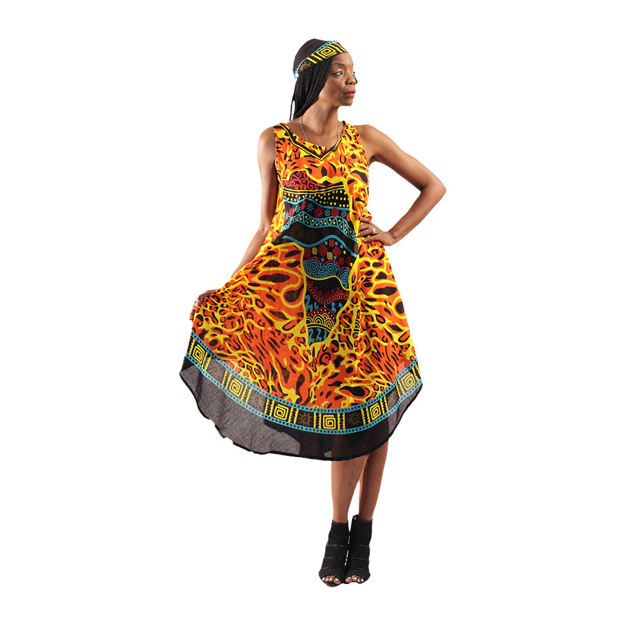 Rasta Print Umbrella Dress Set of 4