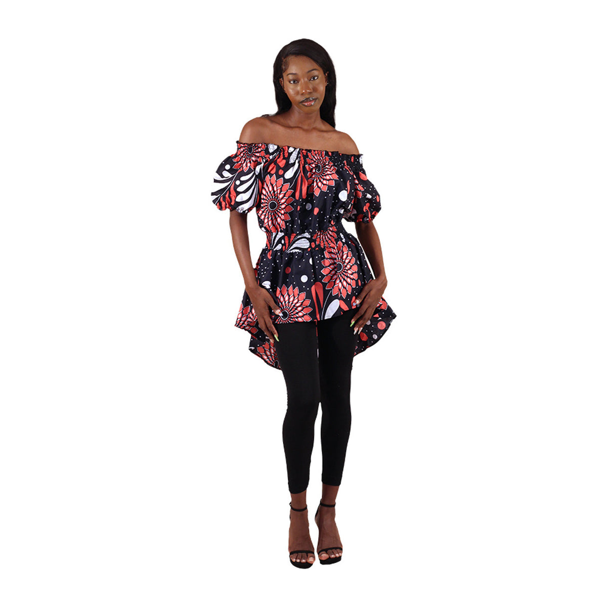 3-Conjunto Top Alto e Baixo de Estampa Africana (2GG)