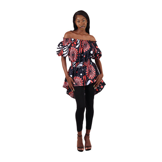 3-Set African Print High Low Top (2XL)
