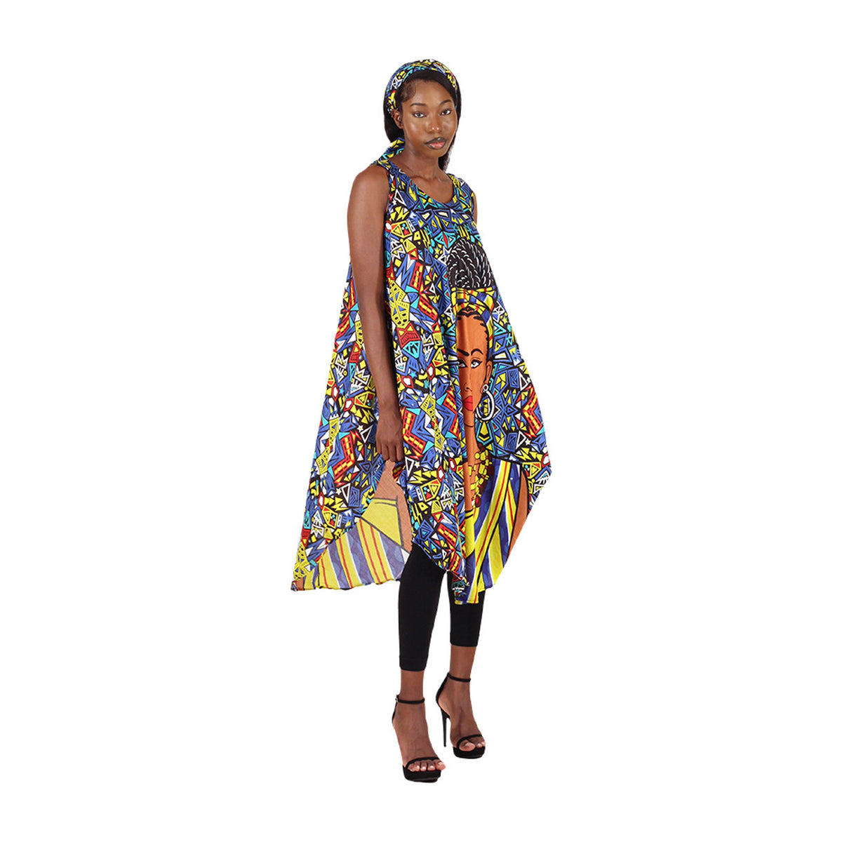 African Tribal Print Umbrella Dress Set of 3
