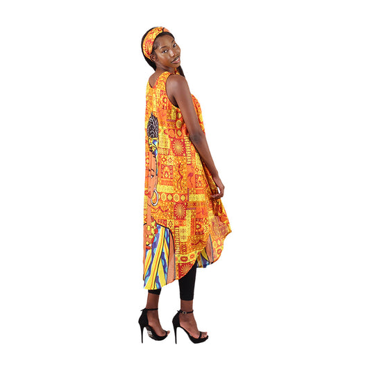 African Native Print Umbrella Dress Set of 3