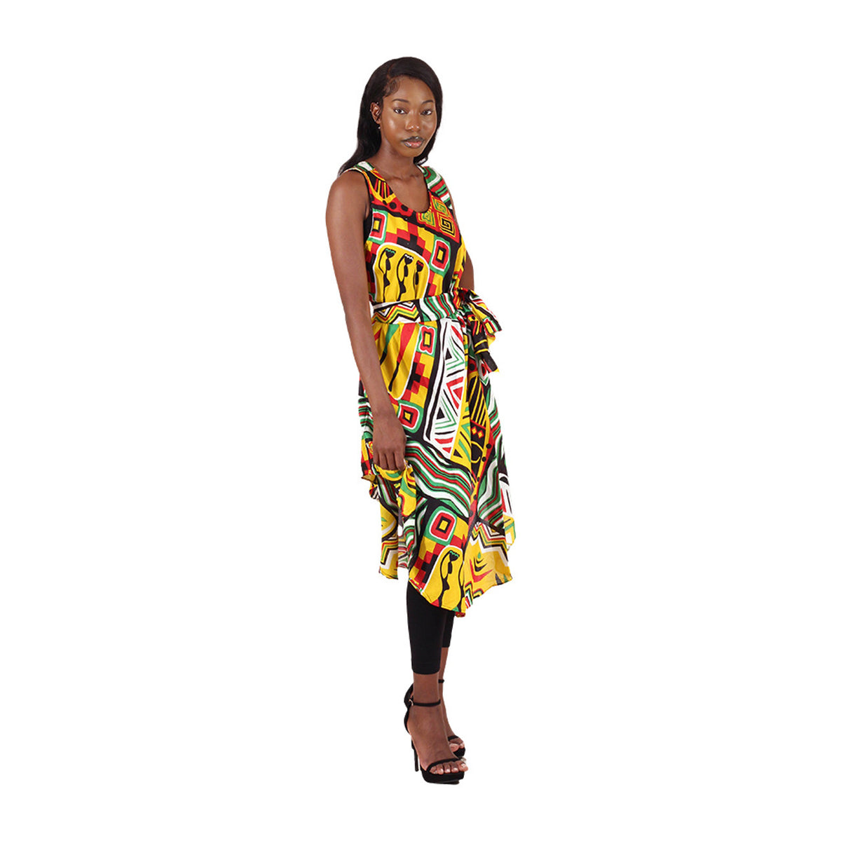 African Native Print Umbrella Dress Set of 3
