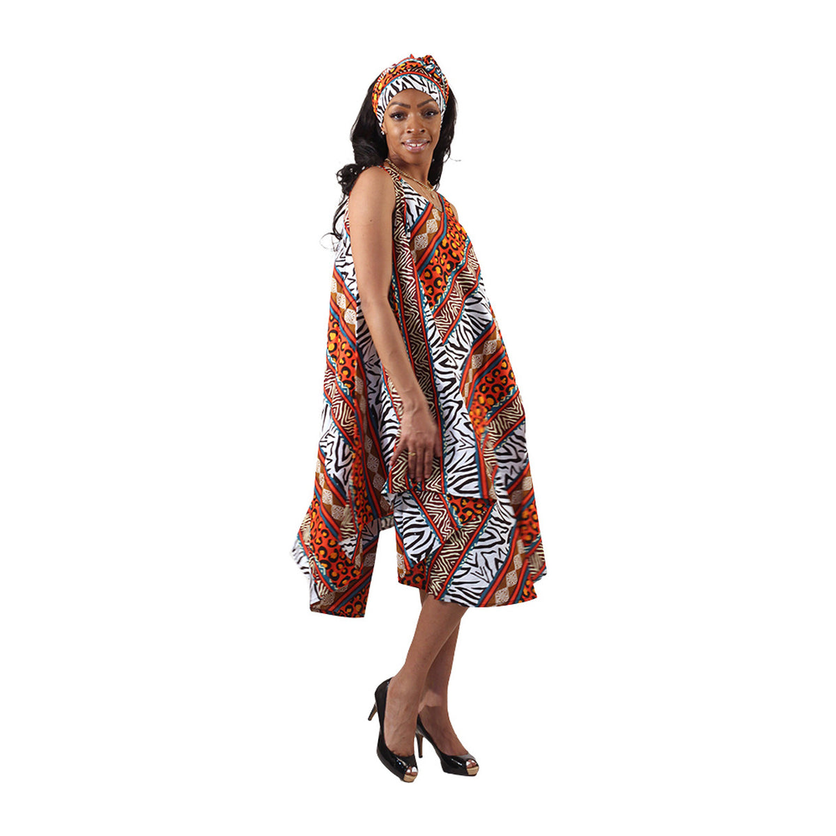 Vestido Guarda-chuva com Estampa Africana Ancara - 6 Cores