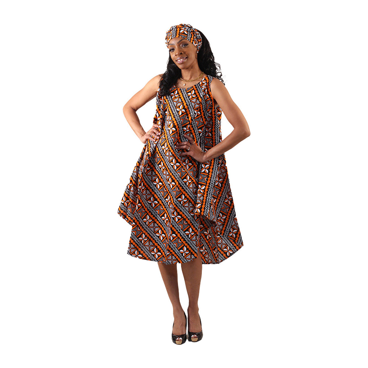Vestido Guarda-chuva com Estampa Africana Ancara - 6 Cores
