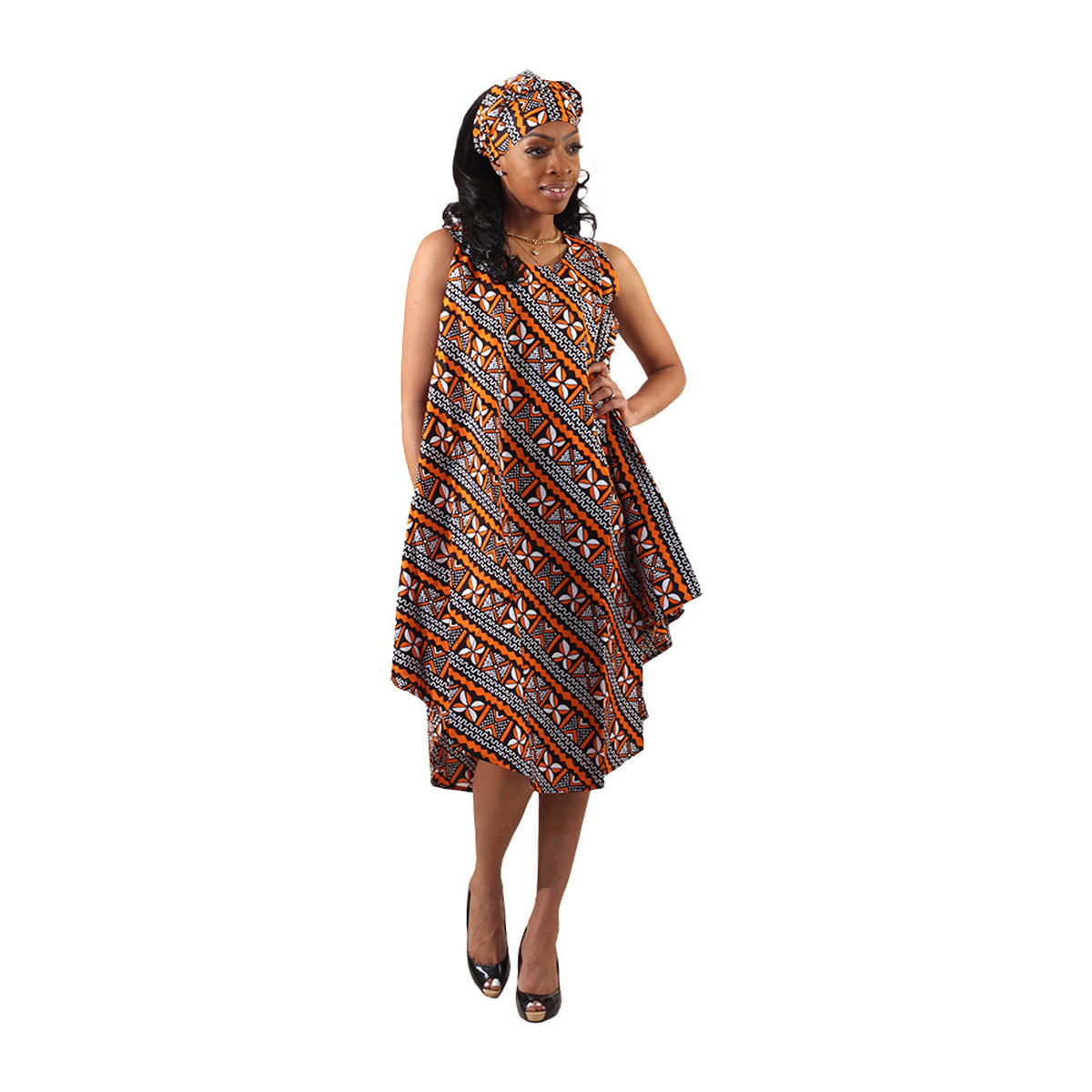 Vestido Guarda-chuva com Estampa Africana Ancara - 6 Cores