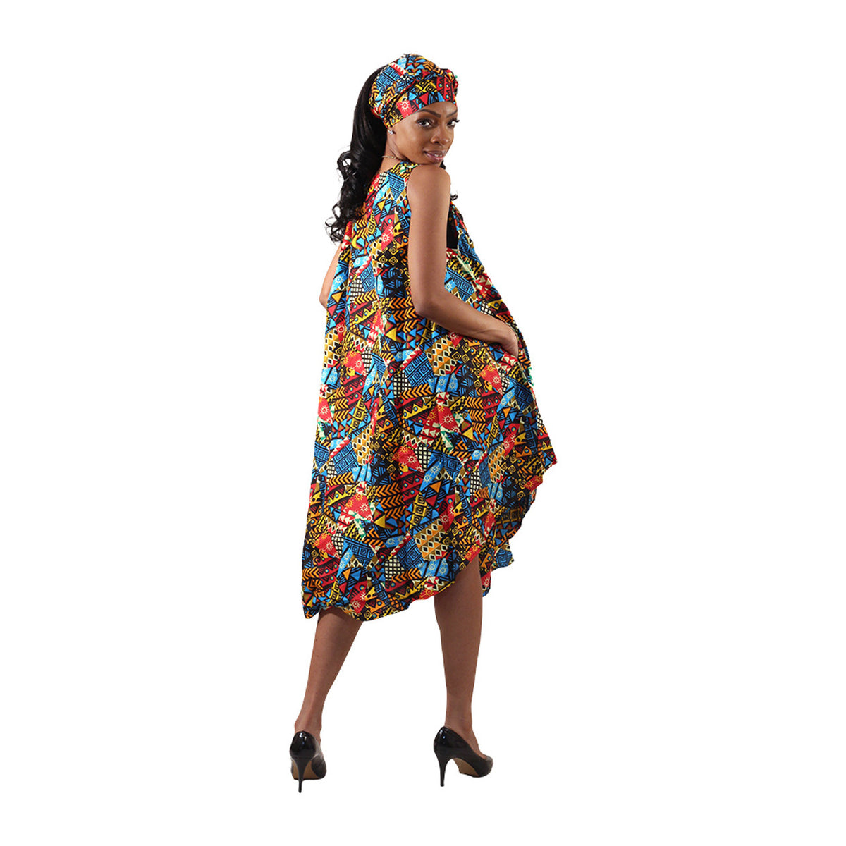 Vestido Guarda-chuva com Estampa Africana Ancara - 6 Cores
