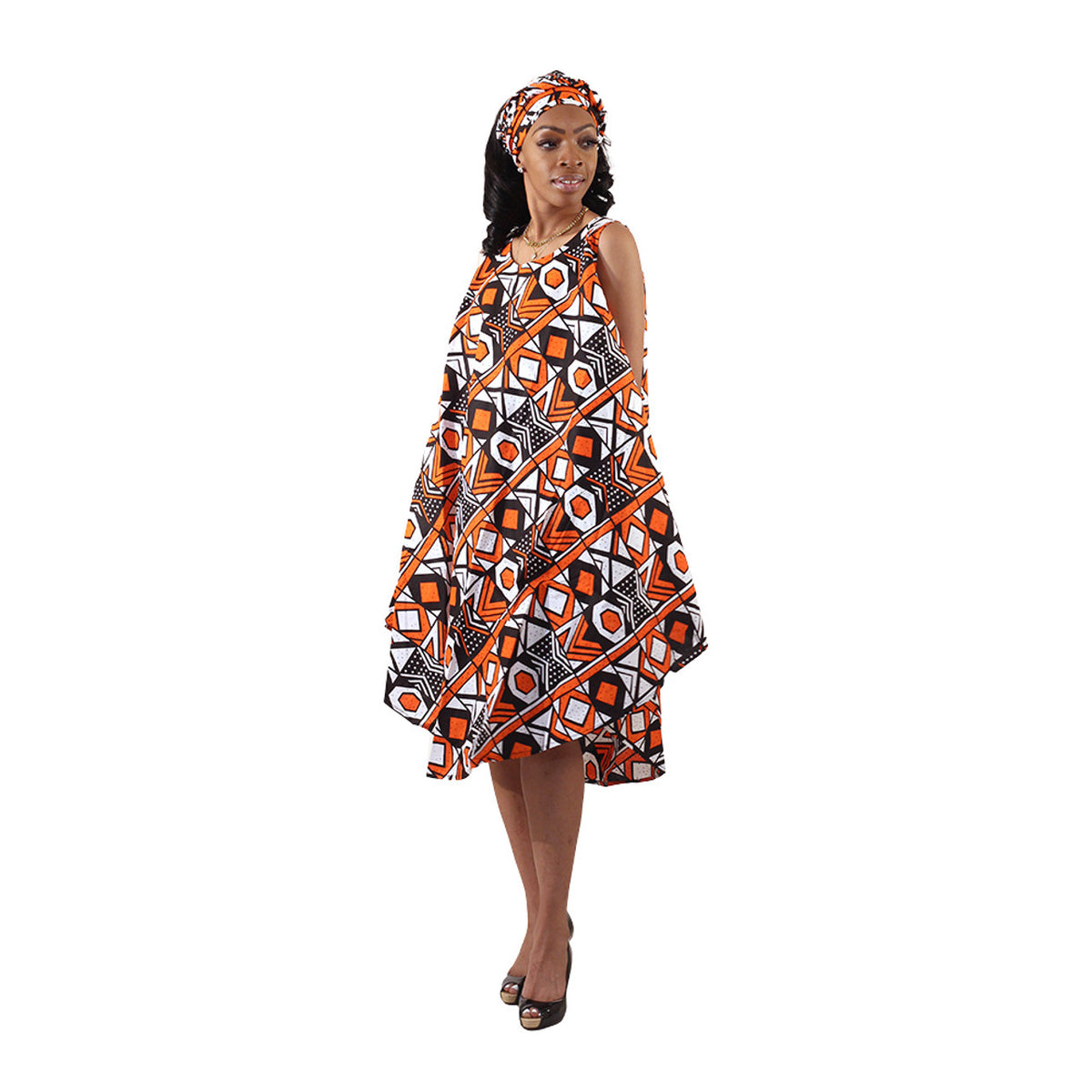 Vestido Guarda-chuva com Estampa Africana Ancara - 6 Cores