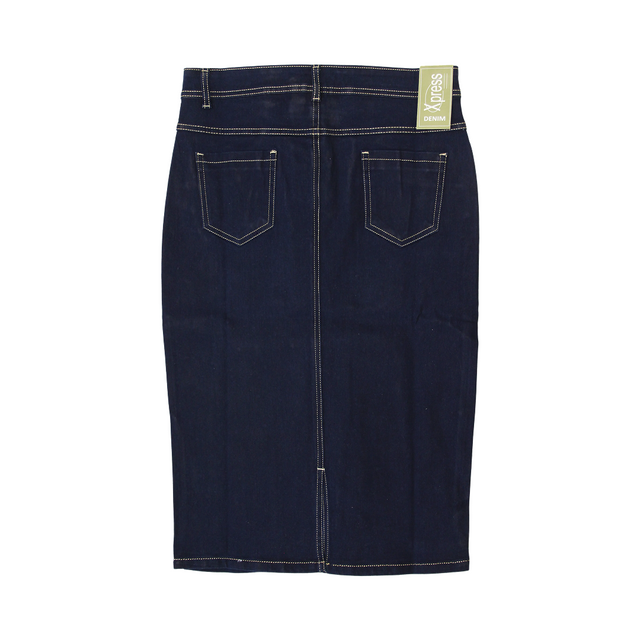 Sequined Denim Short Skirt - NAVY