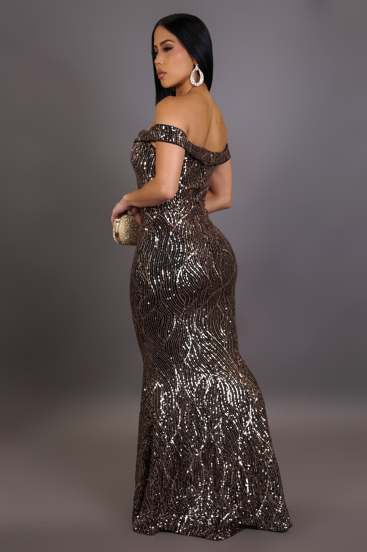 Holiday Gold Sequin Maxi Dress