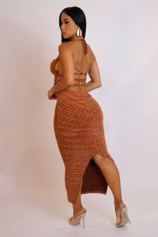 That Sexy Open Back Brown Dress