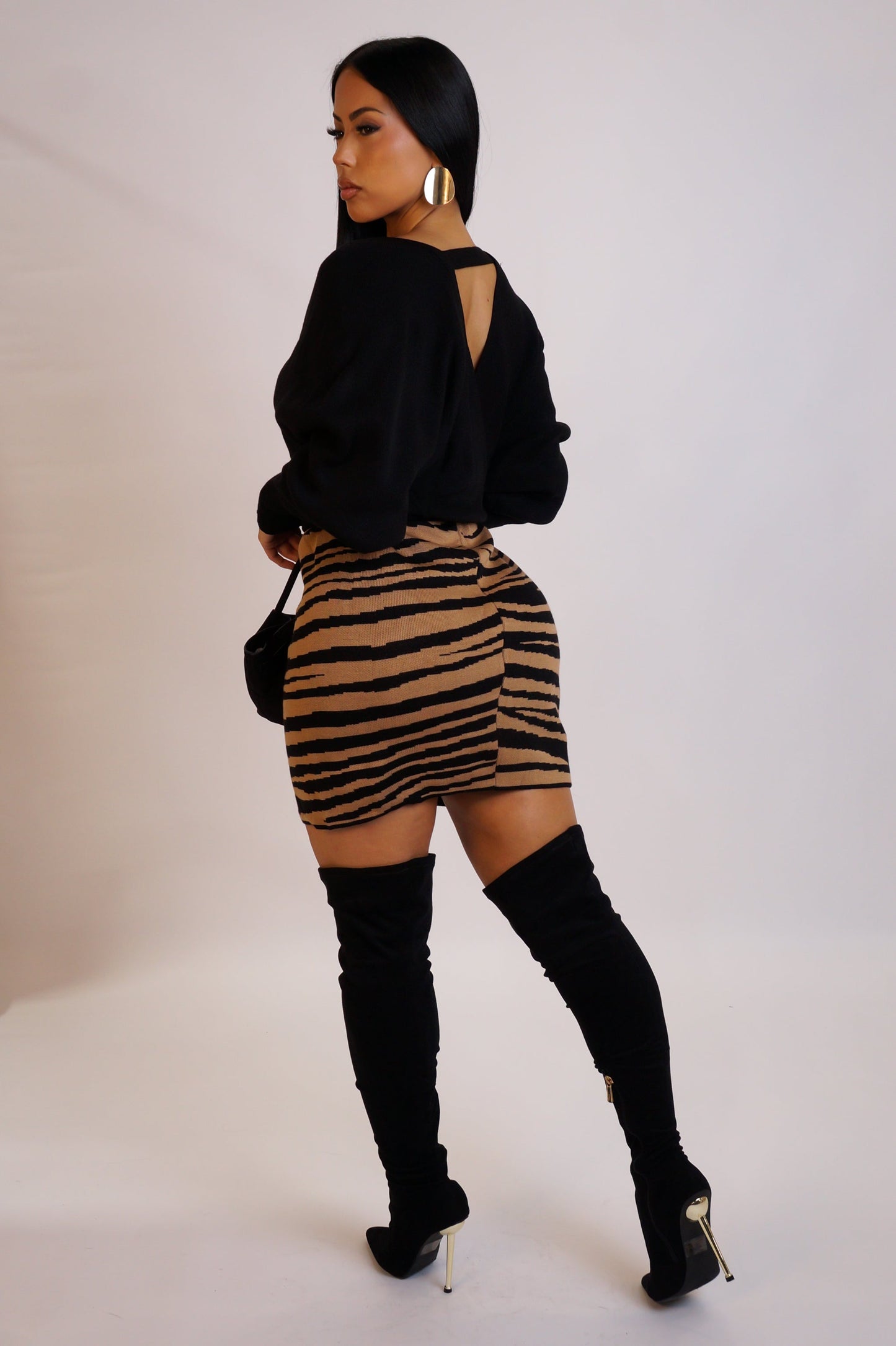 How Subtle Knit Mini Dress- Brown