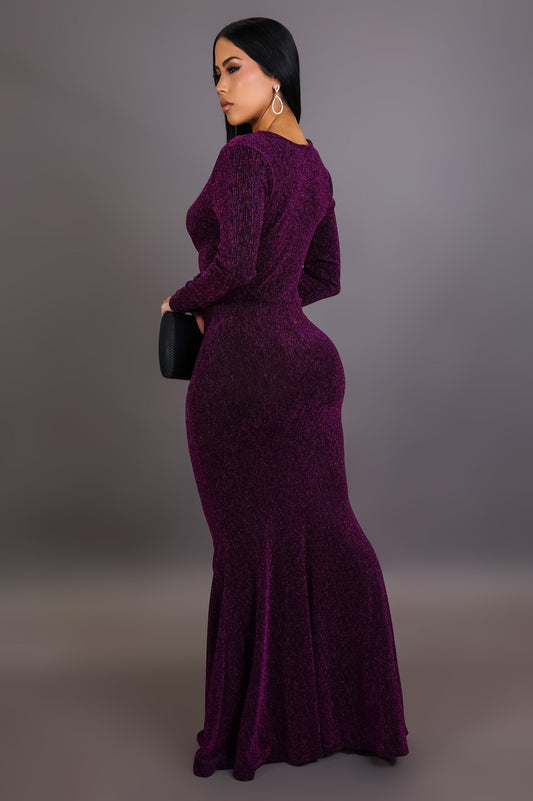 Purple Shimmer Maxi Dress