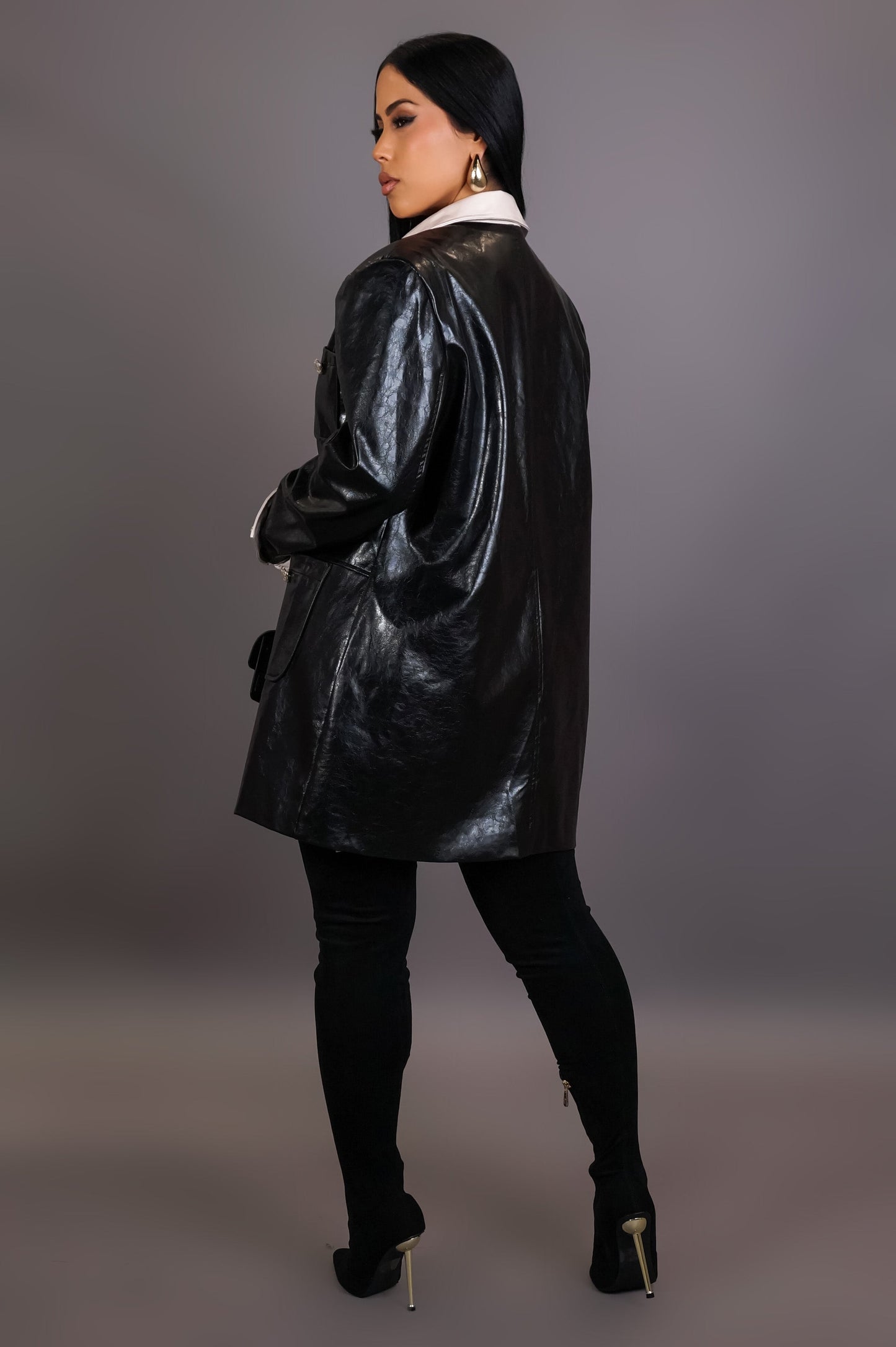 Faux Leather Jacket Dress